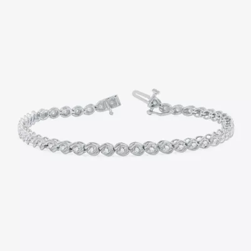 Womens 1 CT. T.W. Lab Grown White Diamond 10K Gold 7.5 Inch Tennis Bracelet