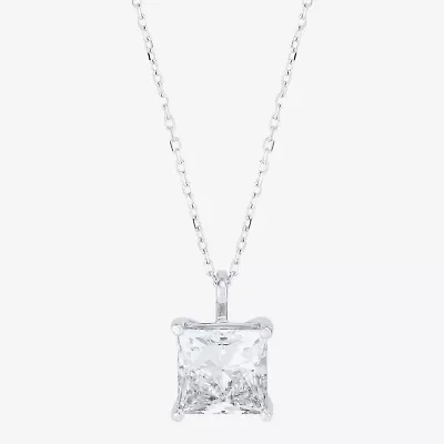 ( H-I/SI2 ) Womens 3 CT. T.W. Lab Grown White Diamond 14K Gold 18 Inch Princess Pendant Necklace