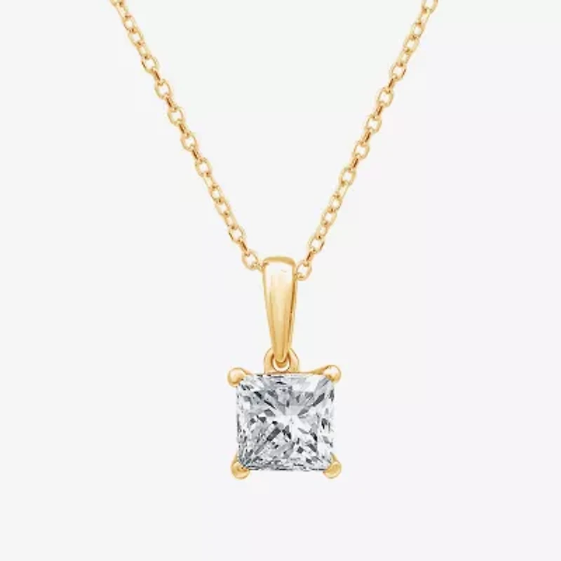 Womens 1 CT. Lab Grown White Diamond 10K Gold 18 Inch Pendant Necklace