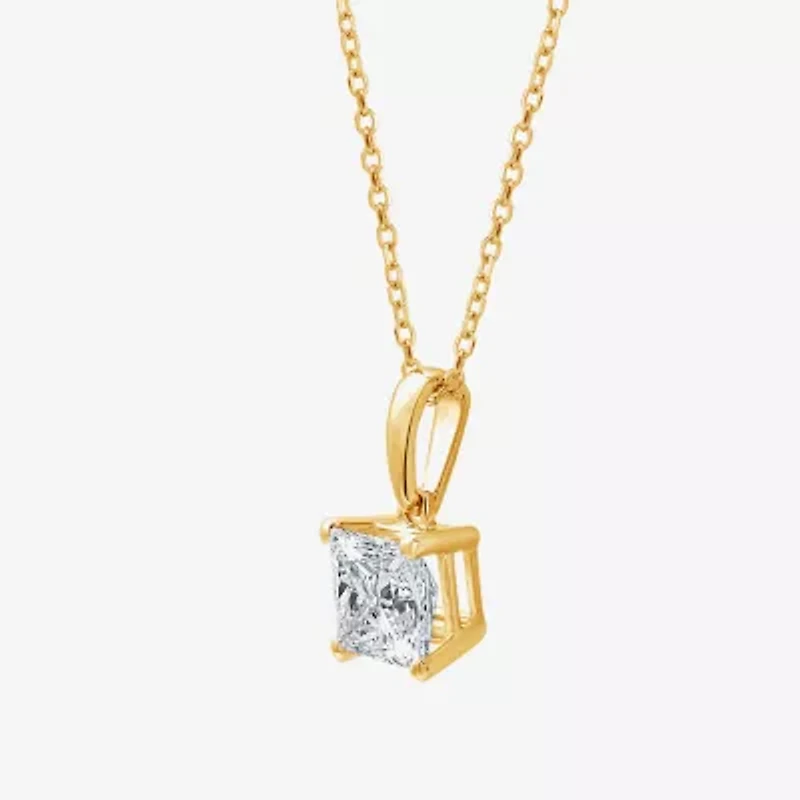 Womens 1 CT. Lab Grown White Diamond 10K Gold 18 Inch Pendant Necklace