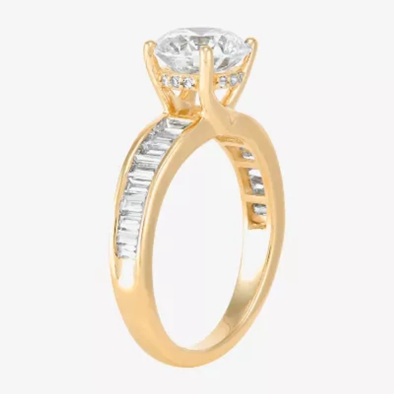 Womens 2 3/4 CT. T.W. Lab Grown White Diamond 10K Gold Round Side Stone Engagement Ring