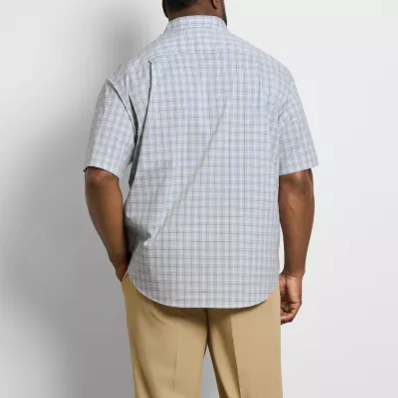 Van Heusen Everyday Defense Stain Shield Folsen Mens Short Sleeve Slim Fit Wrinkle Free Big and Tall Button-Down Shirt