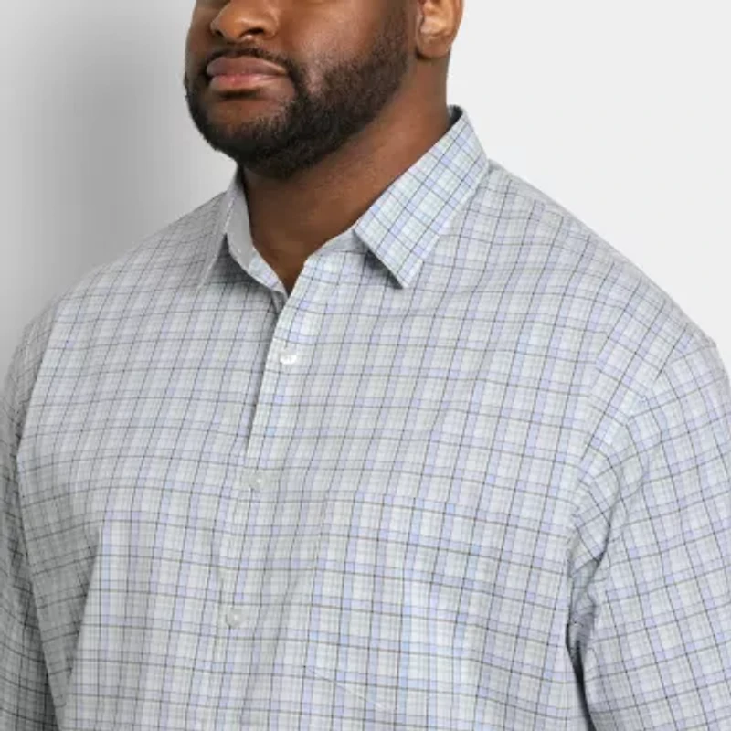Van Heusen Everyday Defense Stain Shield Folsen Mens Short Sleeve Slim Fit Wrinkle Free Big and Tall Button-Down Shirt