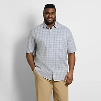 Van Heusen Everyday Defense Stain Shield Folsen Mens Short Sleeve Slim Fit Wrinkle Free Big and Tall Button-Down Shirt