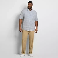 Van Heusen Everyday Defense Stain Shield Folsen Mens Short Sleeve Slim Fit Wrinkle Free Big and Tall Button-Down Shirt