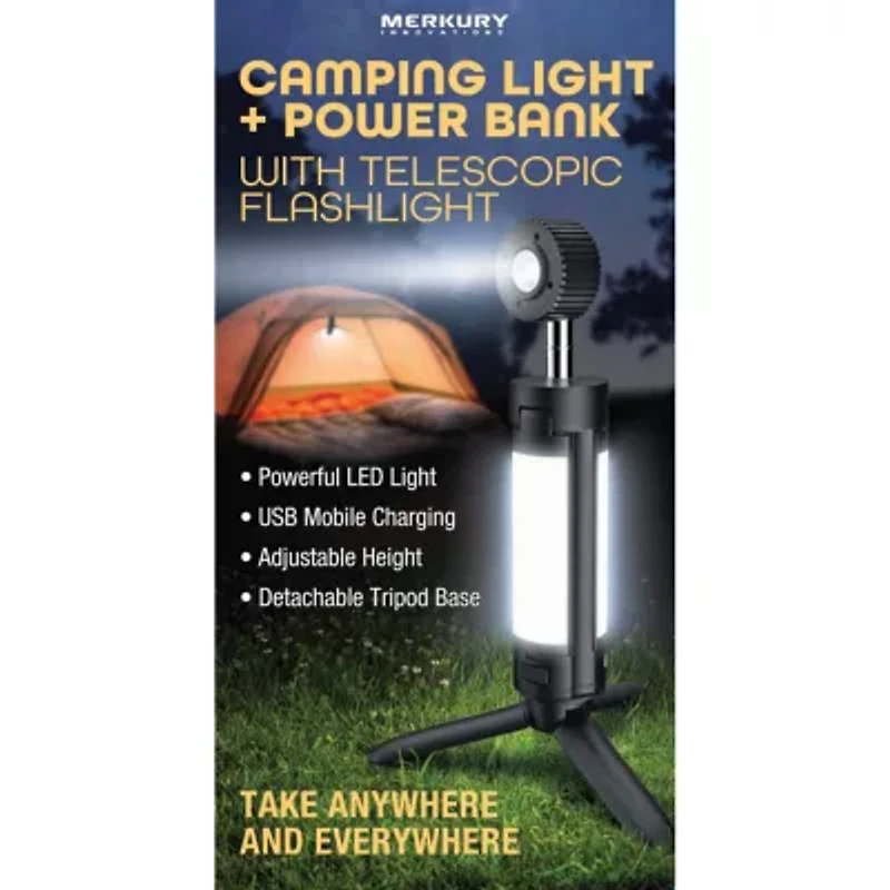 Merkury Innovations Camping Light Flashlight And  Powerbank Battery Pack