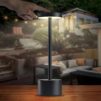 Merkury Innovations 10.5in Flat Top Outdoor Touch Metal Table Lamp
