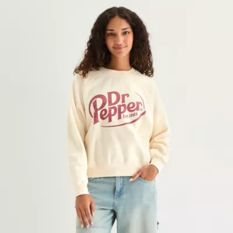Dr Pepper Crew Sweatshirt Womens Neck Long Sleeve Juniors