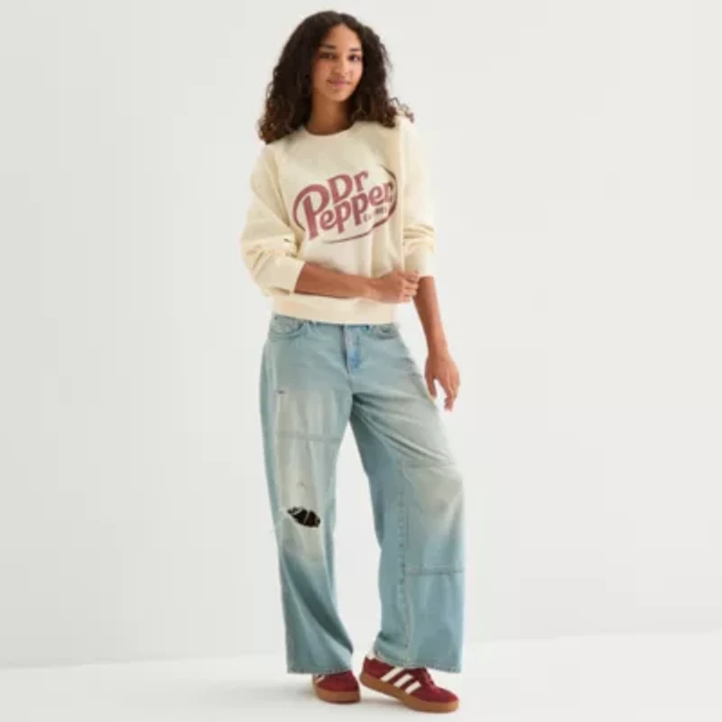 Dr Pepper Crew Sweatshirt Womens Neck Long Sleeve Juniors