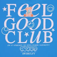 Grayson Threads, The Label Juniors Smileyworld Feel Good Club Oversized Tee Womens Crew Neck Short Sleeve Graphic T-Shirt