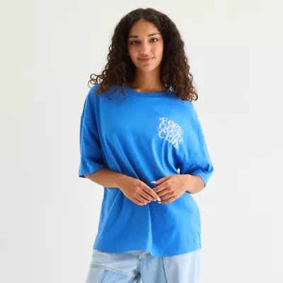 Grayson Threads, The Label Juniors Smileyworld Feel Good Club Oversized Tee Womens Crew Neck Short Sleeve Graphic T-Shirt