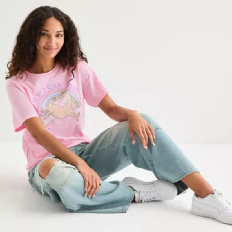 Grayson Threads, The Label Donkey Fly Shrek Movie Boyfriend Womens Juniors Crew Neck Short Sleeve Regular Fit Graphic T-Shirt