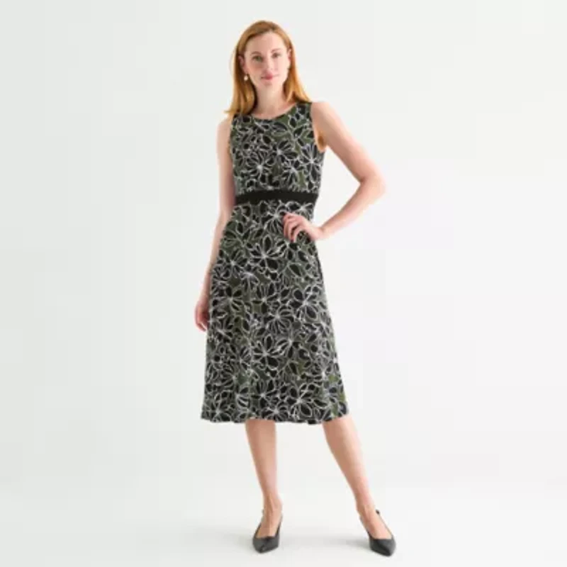 Studio 1 Womens Floral Midi Jacket Dress