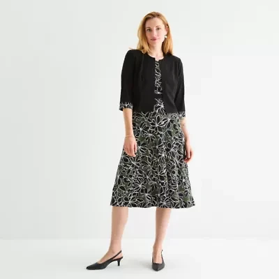 Studio 1 Womens Floral Midi Jacket Dress