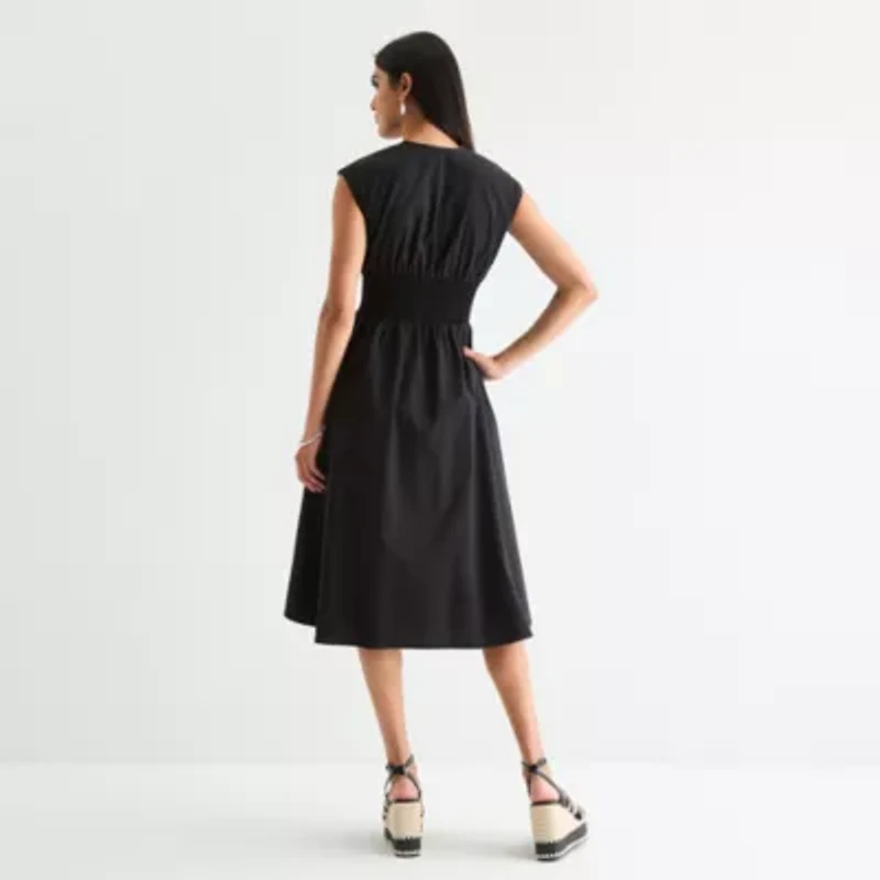 52seven Womens Sleeveless Midi Fit + Flare Dress