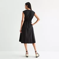 52seven Womens Sleeveless Midi Fit + Flare Dress