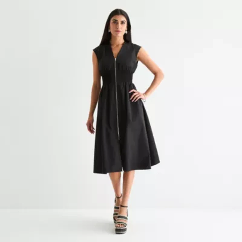 52seven Womens Sleeveless Midi Fit + Flare Dress
