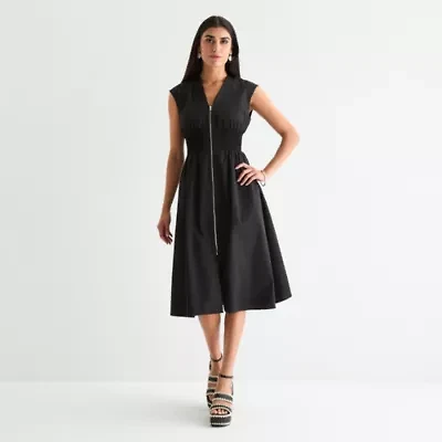 52seven Womens Sleeveless Midi Fit + Flare Dress