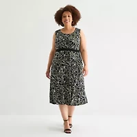Studio 1 Womens Floral Midi Jacket Dress Plus