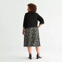 Studio 1 Womens Floral Midi Jacket Dress Plus