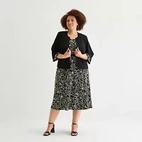 Studio 1 Womens Floral Midi Jacket Dress Plus