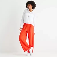 by&by Womens Wide Leg High Rise Regular Fit Juniors Flat Front Pant