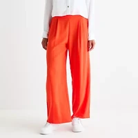 by&by Womens Wide Leg High Rise Regular Fit Juniors Flat Front Pant