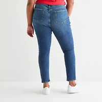 Arizona - Juniors Plus Stretch Fabric Womens High Rise Skinny Fit Jean