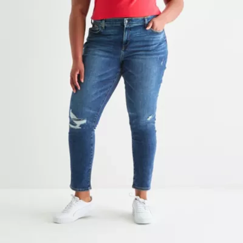 Arizona Womens Stretch Fabric Skinny Fit Juniors Plus Jean