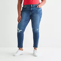 Arizona - Juniors Plus Stretch Fabric Womens High Rise Skinny Fit Jean