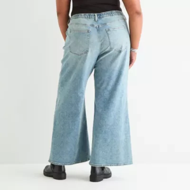Arizona Curvy Womens Juniors Plus Low Rise Baggy Fit Jean