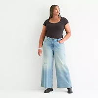 Arizona Curvy Womens Juniors Plus Low Rise Baggy Fit Jean