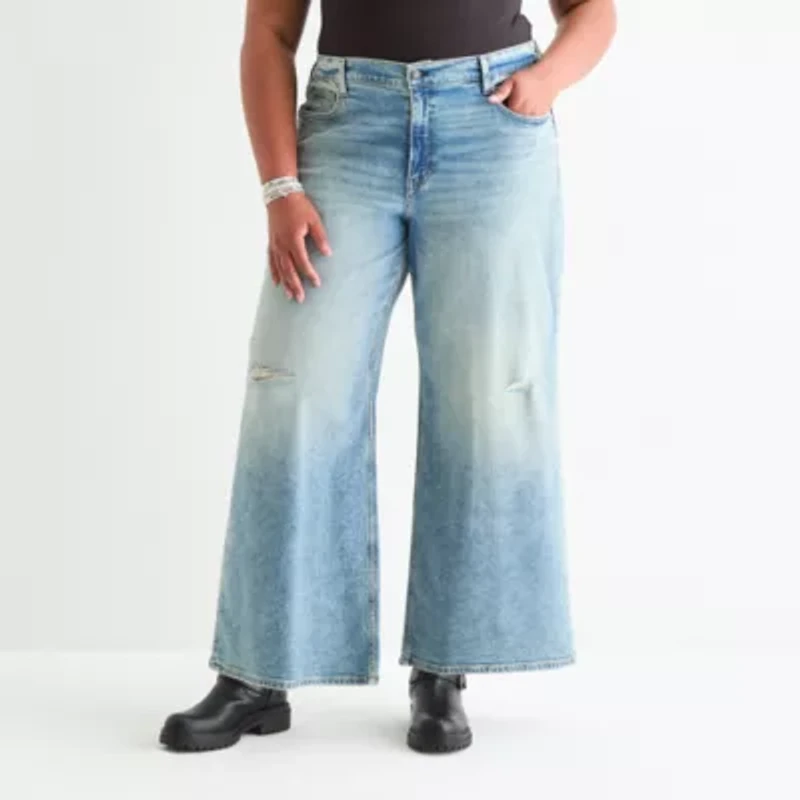 Arizona Curvy Womens Juniors Plus Low Rise Baggy Fit Jean