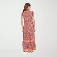 London Times Womens Sleeveless Floral Maxi Dress