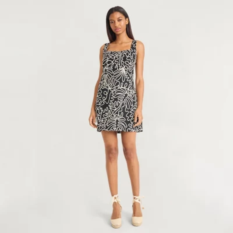 Clover And Sloane Womens Sleeveless Floral Shift Dress