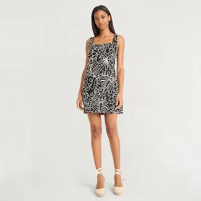 Clover And Sloane Womens Sleeveless Floral Shift Dress