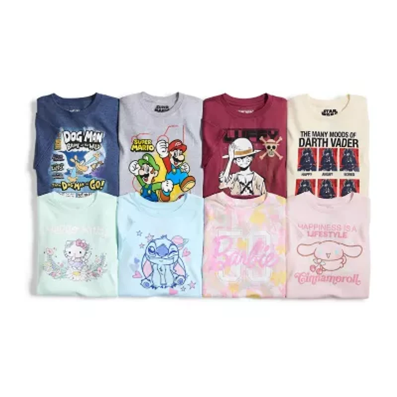 Little & Big Kid Boys Crew Neck Short Sleeve Regular Fit Super Mario Graphic T-Shirt