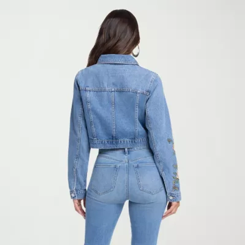 JS Jessica Simpson Womens Denim Embroidered Midweight Jacket