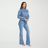 JS Jessica Simpson Womens Denim Embroidered Midweight Jacket