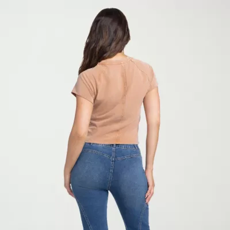 JS Jessica Simpson Womens Crew Neck Short Sleeve T-Shirt