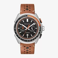 Bulova Racer Mens Chronograph Brown Leather Strap Watch 98b427