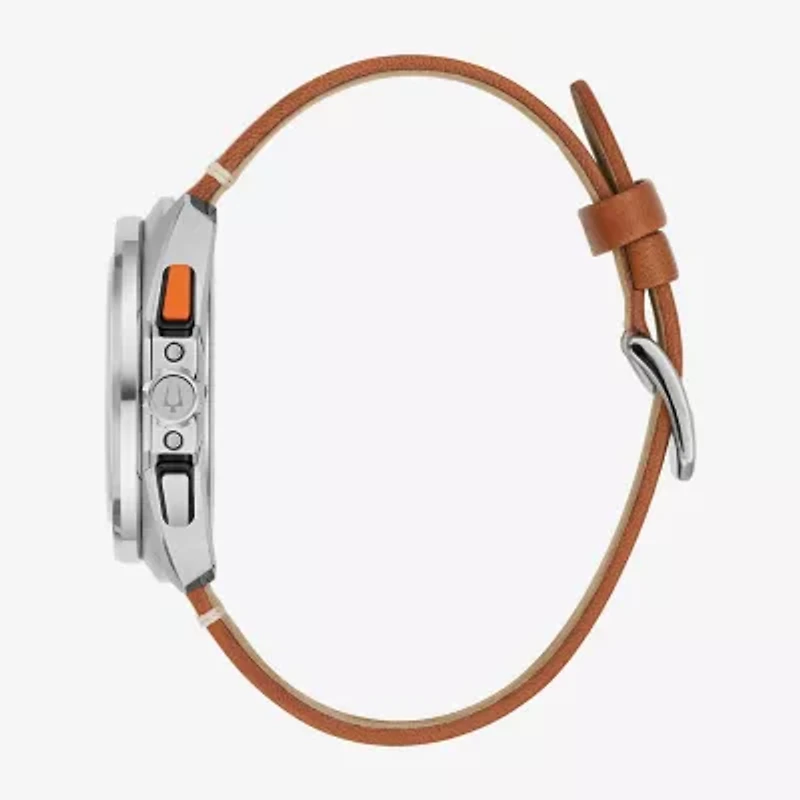 Bulova Racer Mens Chronograph Brown Leather Strap Watch 98b427