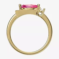 Womens Lab Created Red Ruby 14K Gold Over Silver Marquise Cocktail Ring