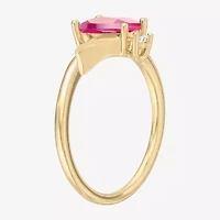 Womens Lab Created Red Ruby 14K Gold Over Silver Marquise Cocktail Ring