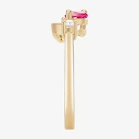 Womens Lab Created Red Ruby 14K Gold Over Silver Marquise Cocktail Ring