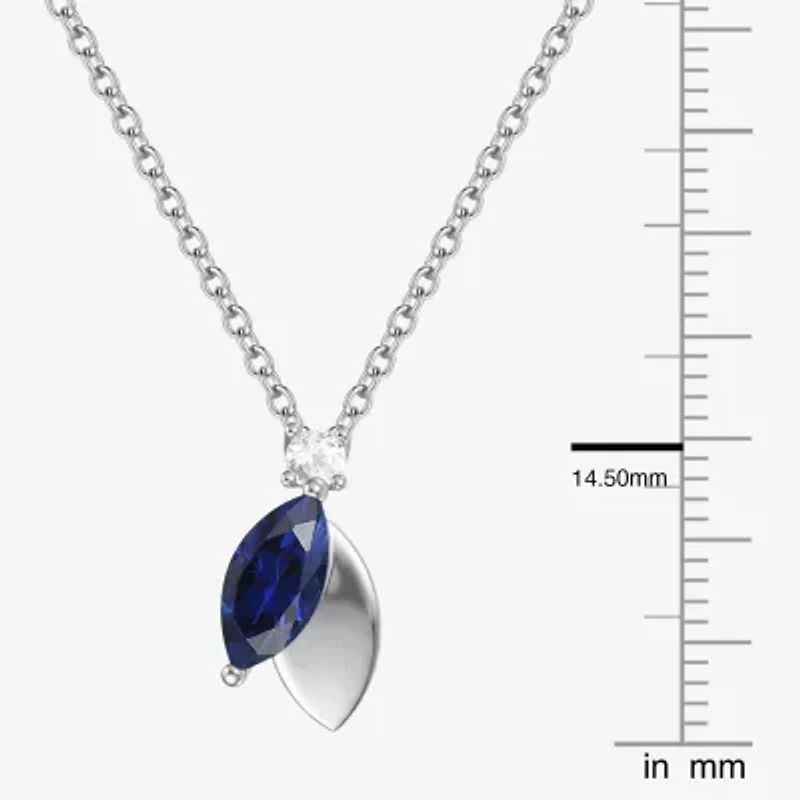 Womens Lab Created Blue Sapphire Sterling Silver 18 Inch Pendant Necklace