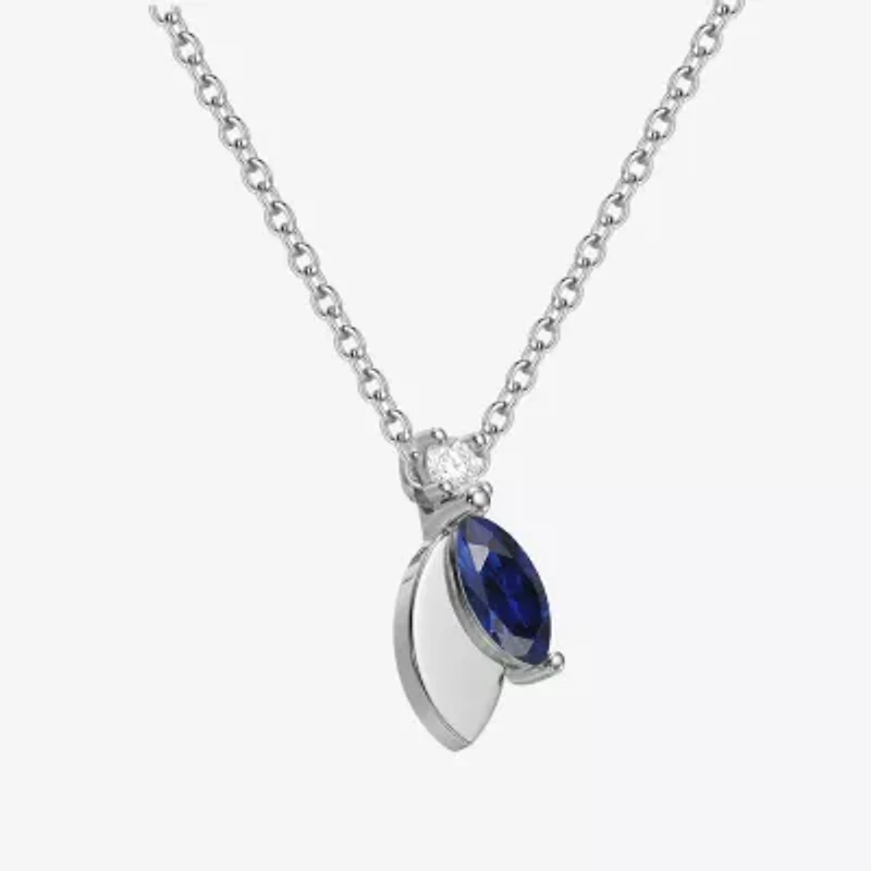Womens Lab Created Blue Sapphire Sterling Silver 18 Inch Pendant Necklace
