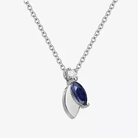 Womens Lab Created Blue Sapphire Sterling Silver 18 Inch Pendant Necklace