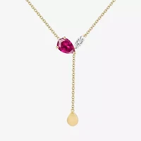Womens Red Ruby 14K Gold Over Silver 18 Inch Y Necklace
