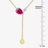 Womens Red Ruby 14K Gold Over Silver 18 Inch Y Necklace